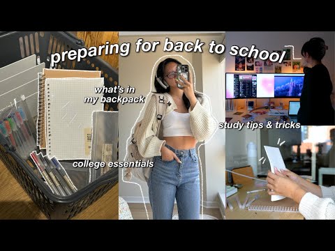 PREPARING FOR BACK TO SCHOOL 🖇 shopping for ESSENTIALS, whats in my college backpack & study tips