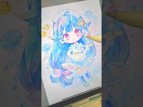 【イラストメイキング】CLIP STUDIOPAINT(クリスタ)で水彩風イラストを描くPart1 #shorts #イラストメイキング #clipstudiopaint