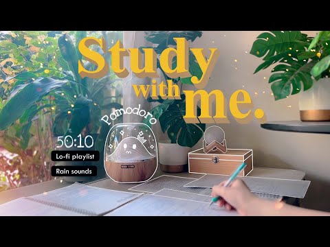 4-HOUR 🍃 Study With Me • Rain sounds☔+ Lofi bgm • Pomodoro 50-10 • Day122🌦️