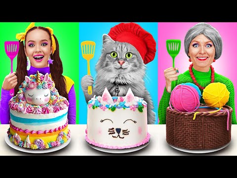 GRANNY vs. MY CAT vs. ME 🎂👵🐾 Epic Cake Decorating Challenge – Who Takes the Prize? by 123 GO FOOD