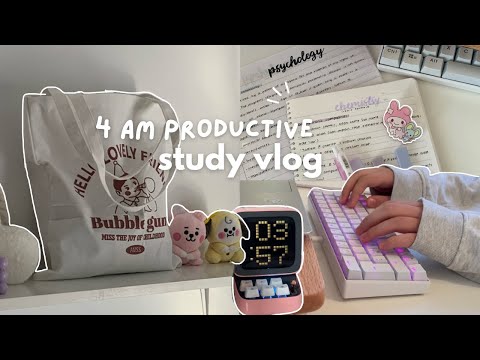 study vlog 🥯 waking up at 4am, revising for exams, note taking, rose pasta, beach picnic, skincare