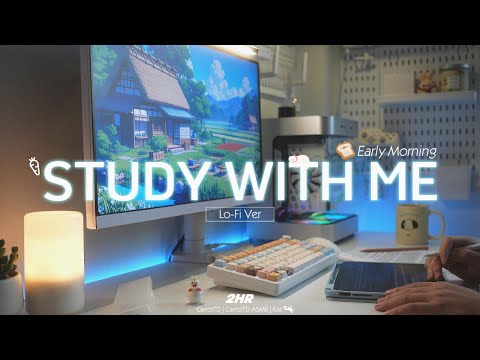 2-HOUR STUDY WITH ME | Relaxing Lo-Fi | Background noises | Pomodoro 50-10 | Early Morning