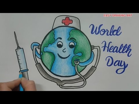 world health day drawing | how to make world health day poster drawing | stay healthy drawing