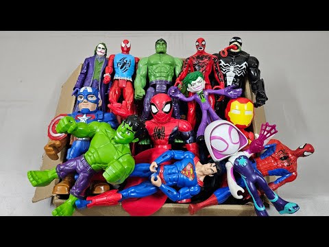 SPIDERMAN VS HULK VS CAPTAIN AMERICA VS IRONMAN VS VENOM VS SUPERMAN SUPERHERO AVENGERS UNBOXING