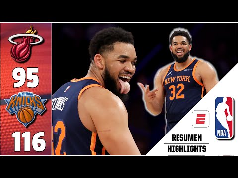 NEW YORK KNICKS propinó paliza 116-95 al MIAMI HEAT de la mano de KARL ANTHONY TOWNS y BRIDGES | NBA