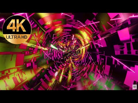 8 hour Tv 4k Flashing Metallic Multi color Relaxing Abstract Background Tunnel Video, screensaver