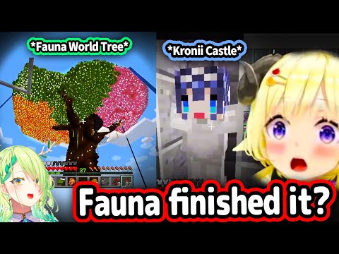 Watame Sees Fauna's Completed World Tree and Other HoloEN Buildings【Hololive】