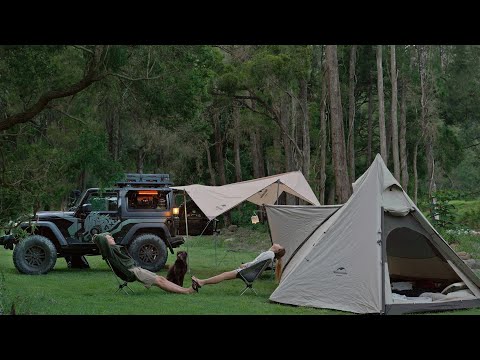 SMALL CAR CAMPING [ big tent, smart storage, tarp shelter ]