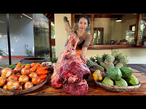 How to cook soup beef with vegetable recipe in my village - Amazing cooking