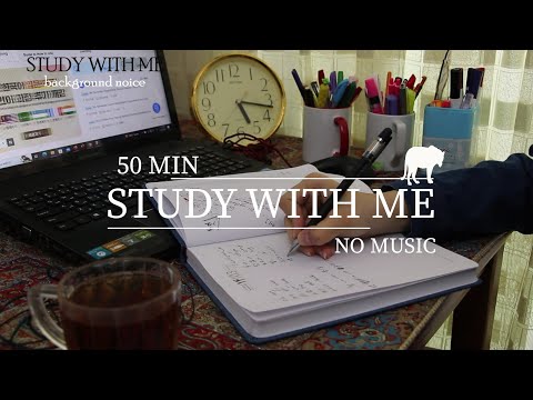 50MIN STUDY WITH ME |BACKGROUND NOISE/ COZY ROOM/ NO MUSIC 🎶🚫