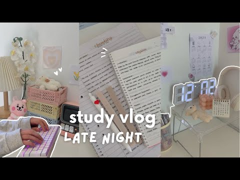 Study vlog 🤍pulling an allnighter, late night studying, strawberry milk, organizing ft. Roseforever