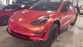 Model 3 - Her “baby” is wrapped in “Brushed Sunset Shift” #model3 #model3accessories