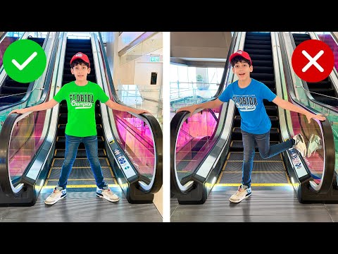 Jason and Alex Escalator Mall Adventure: Safety Learning for Kids