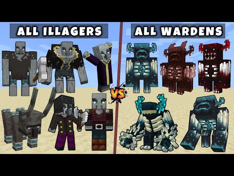 Warden vs All Illagers - Minecraft Mob Battle