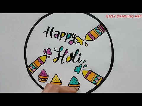 holi special colorful drawing | holi festival poster drawing steps | holi greeting card making