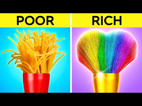 RICH VS POOR ART CHALLENGE ! DRAWING TIPS & HACKS YOU NEED TO KNOW BY 123 GO! FOOD