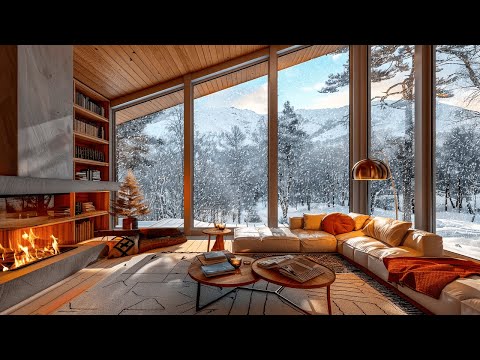 THE BEST Winter Retreat Ambience in Luxurious Villa with Fireplace | Smooth Jazz for a Peaceful Mood