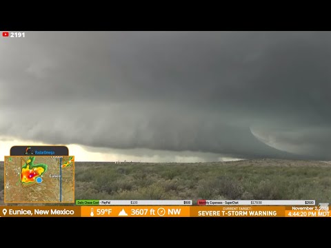 New Mexico Supercell & Brief Tornado - Live Stream Archive