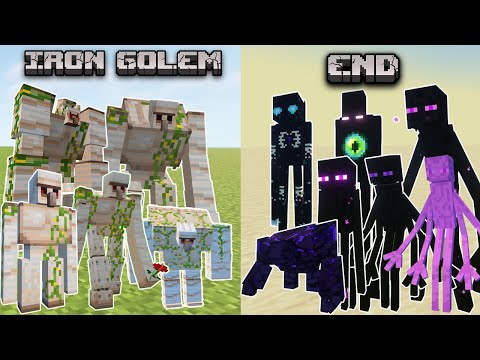 The End vs All Iron Golems - Minecraft Mob Battle