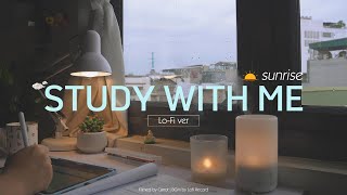 3-HOUR STUDY WITH ME at Sunrise 🌇|  Relaxing Lo-Fi, Background noise | Pomodoro 50/10