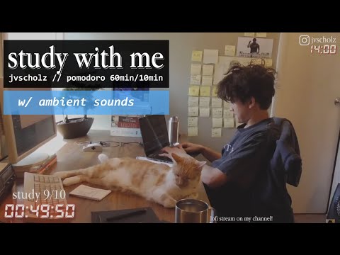 [ambient sounds] study with me live pomodoro 60min(1 hour)/10min