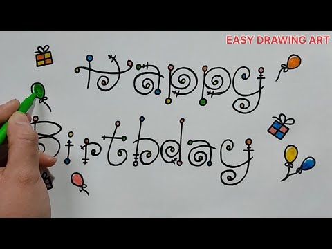 birthday greeting card making || how to make handmade birthday card || happy birthday calligraphy