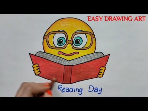 how to make national reading day poster drawing || how to draw reading day easy image drawing