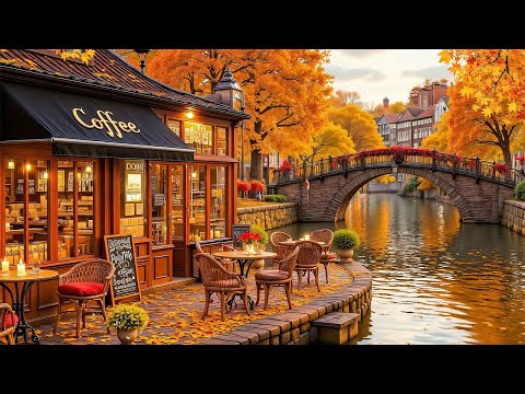 Peaceful Autumn Coffee Ambience - Relaxing Jazz Music for Positive Mood with Tranquil Falling Leaves