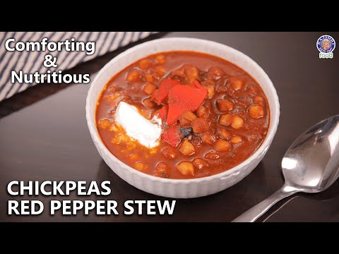 Protein Rich Chickpeas and Red Pepper Stew Recipe | Plant-Based Recipe For Lunch, Dinner | Ruchi