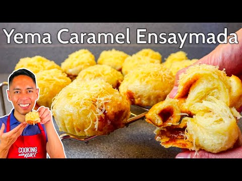 Red Ribbon Yema Caramel Ensaymada: Stuffed Brioche Buns Topped with Cheese | Cooking with Kurt