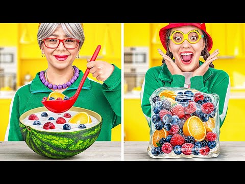 ME VS GRANDMA TIK TOK FOOD CHALLENGE || Who Wins The Secret Kitchen Battle by 123 GO FOOD